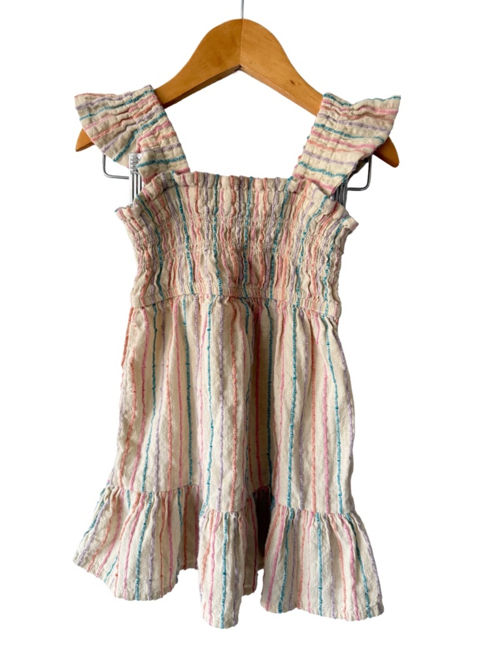 George Cream Dress with Multicolor Stripe Smocked Sundress 18-24 Months - Picture 2 of 4